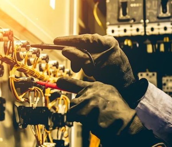 Premium Photo _ Close-up hand of electrical engineering using measuring to checking electricity_